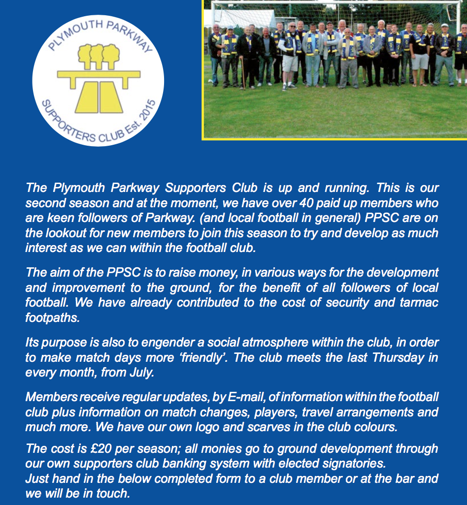 Plymouth Parkway Supporters Club - 